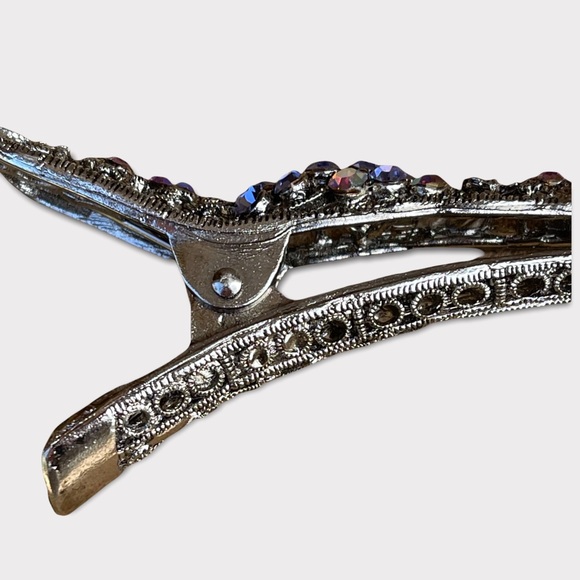 Vintage Swarovski Crystal hair clip w/beautiful silver work - Picture 6 of 13